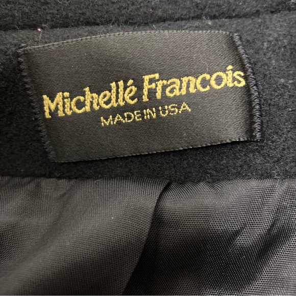 Michelle Francois Black Wool Coat Jacket Toggle Closure S? Thinning of threads - Picture 6 of 10